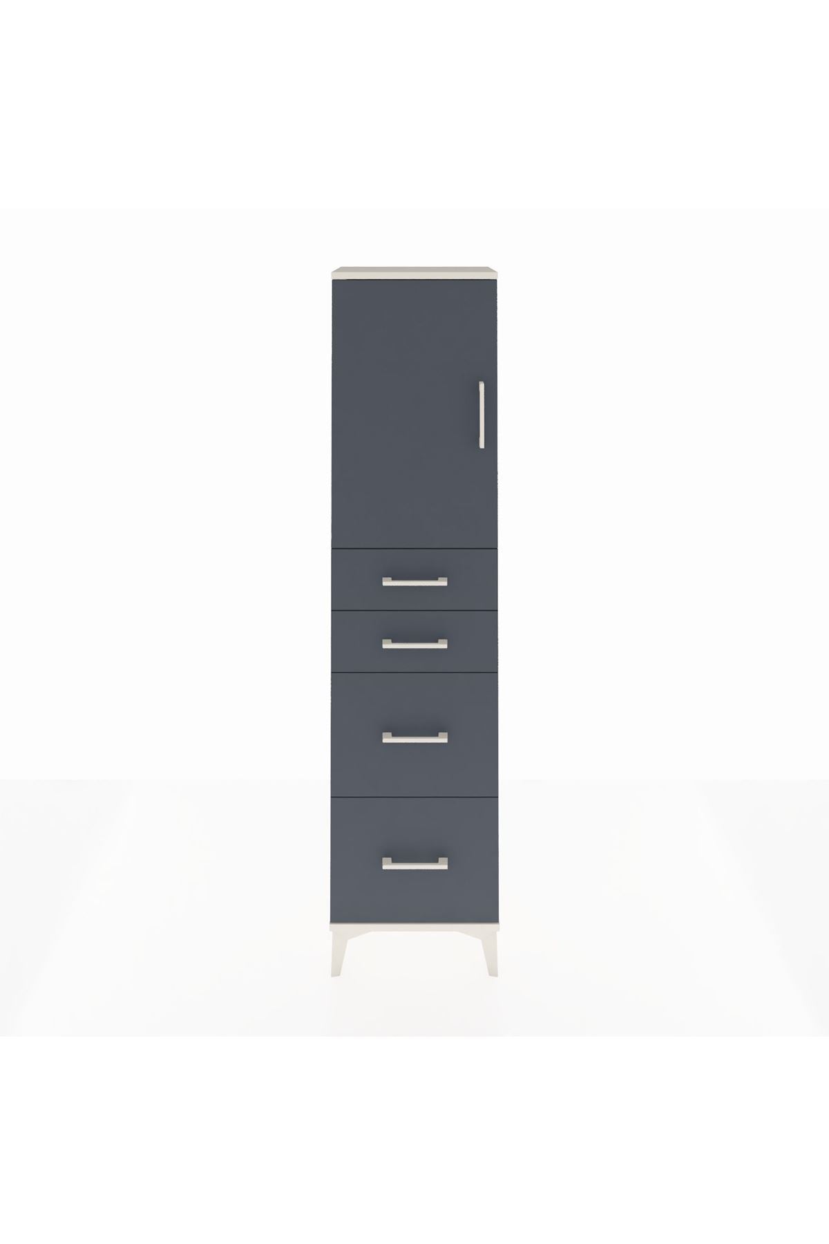 Arges Dolap Tek Raflı 4 Çekmeceli Tek Kapaklı 44x30x182 - S22M019V2A