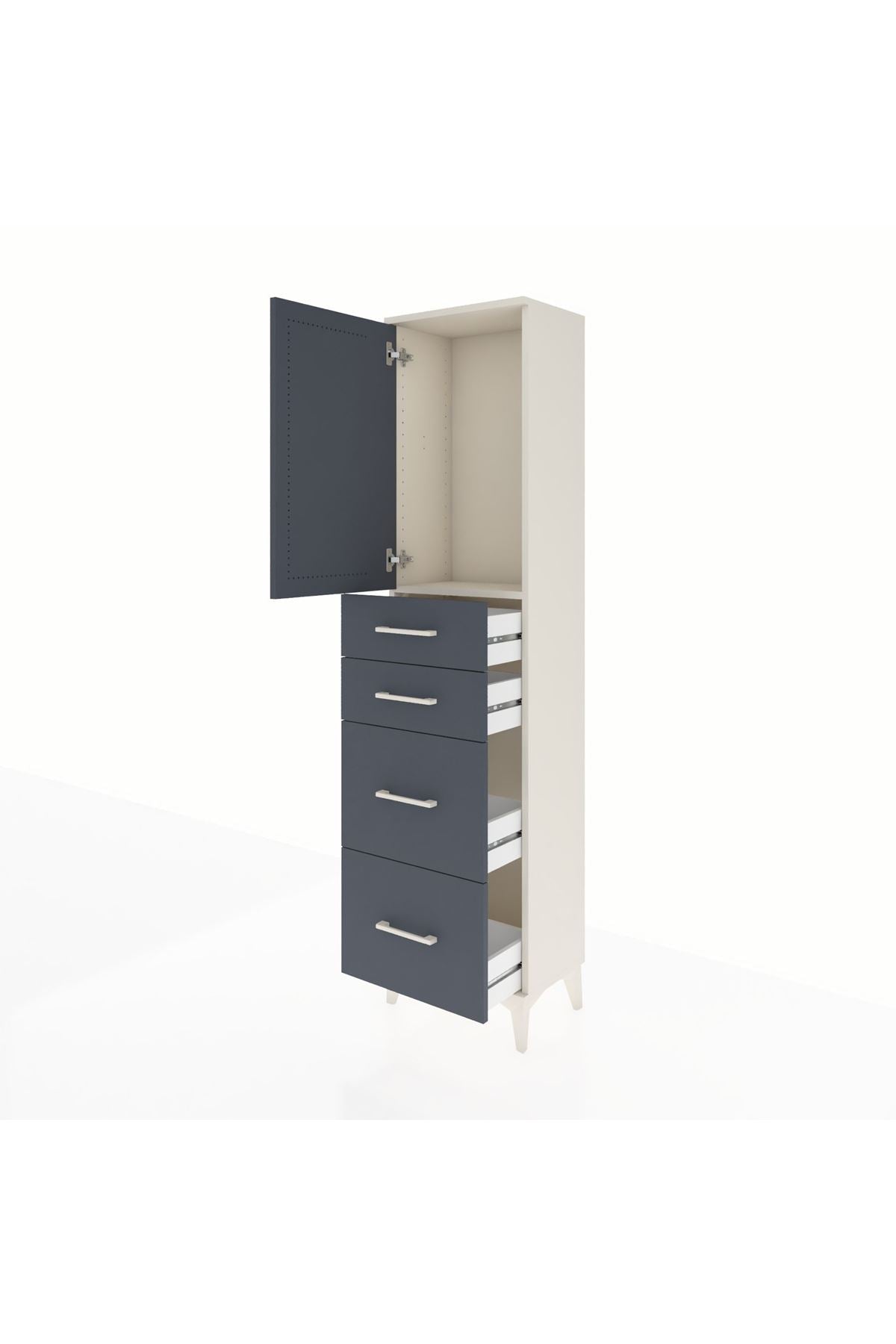 Arges Dolap Tek Raflı 4 Çekmeceli Tek Kapaklı 44x30x182 - S22M019V2A