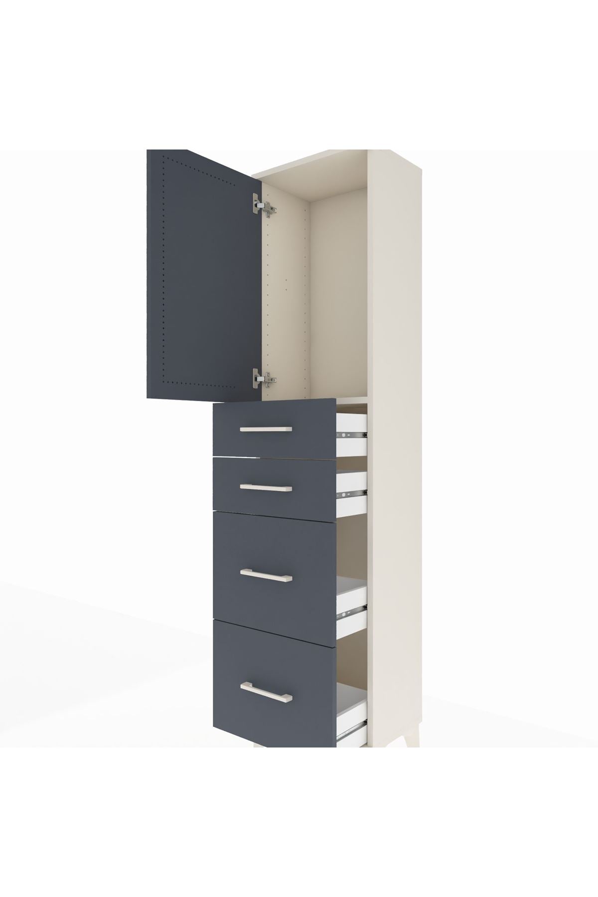 Arges Dolap Tek Raflı 4 Çekmeceli Tek Kapaklı 44x30x182 - S22M019V2A