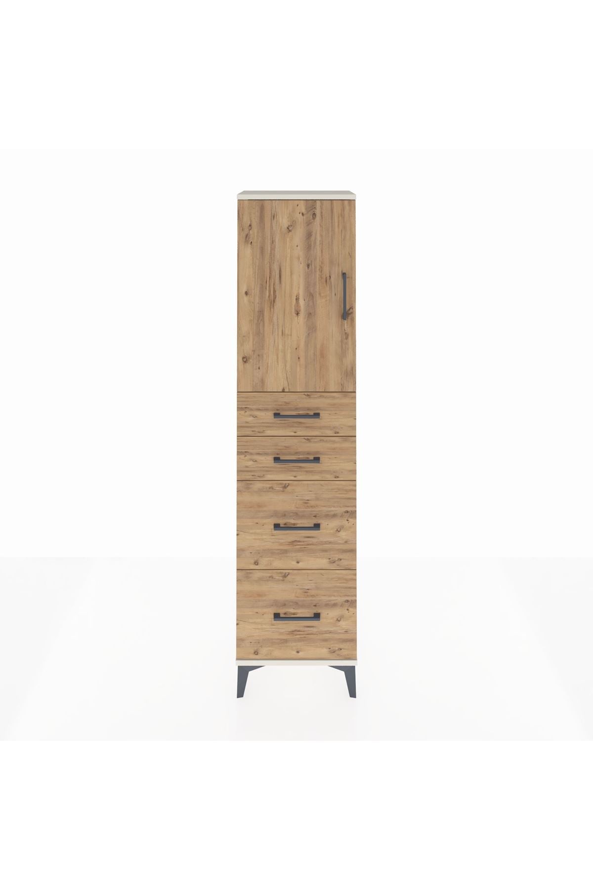 Arges Dolap Tek Raflı 4 Çekmeceli Tek Kapaklı 44x30x182 - S22M019V3A