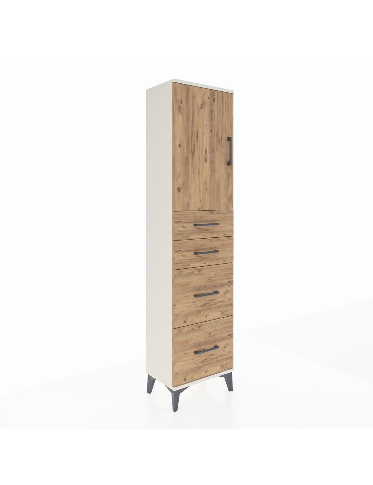 Arges Dolap Tek Raflı 4 Çekmeceli Tek Kapaklı 44x30x182 - S22M019V3A