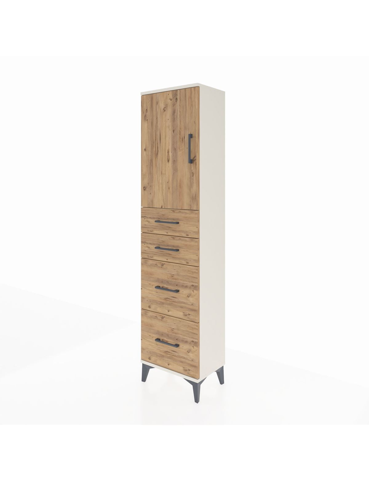 Arges Dolap Tek Raflı 4 Çekmeceli Tek Kapaklı 44x30x182 - S22M019V3A
