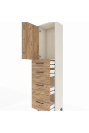 Arges Dolap Tek Raflı 4 Çekmeceli Tek Kapaklı 44x30x182 - S22M019V3A