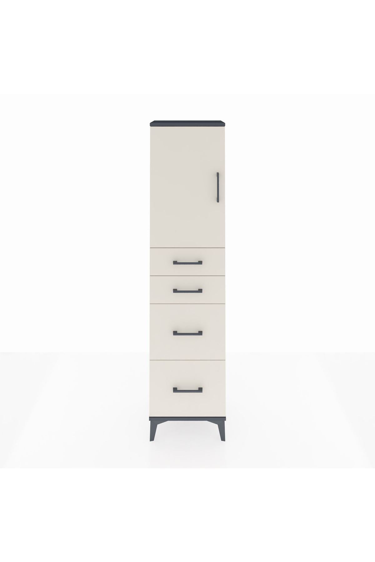 Arges Dolap Tek Raflı 4 Çekmeceli Tek Kapaklı 44x30x182 - S22M019V4A