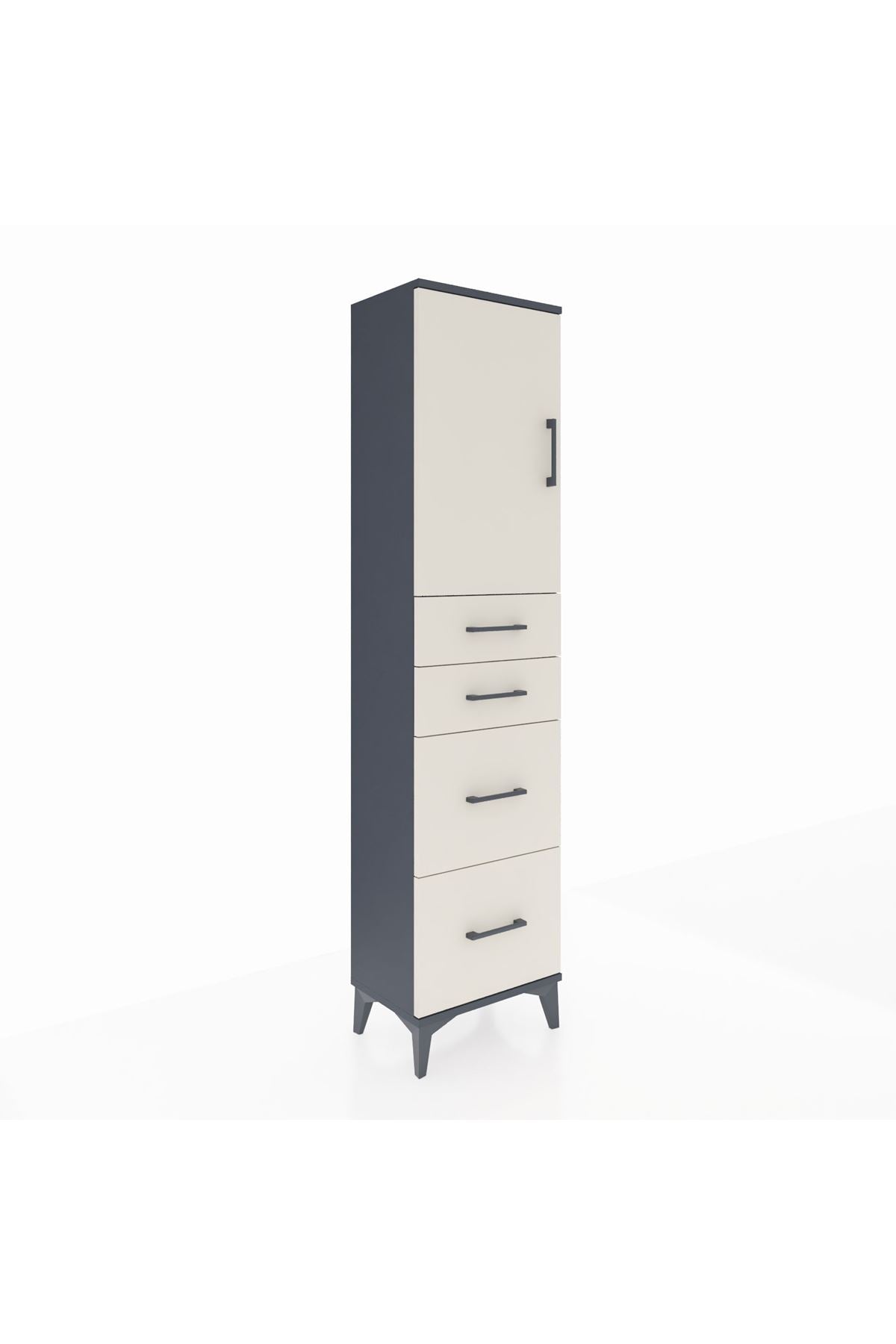 Arges Dolap Tek Raflı 4 Çekmeceli Tek Kapaklı 44x30x182 - S22M019V4A