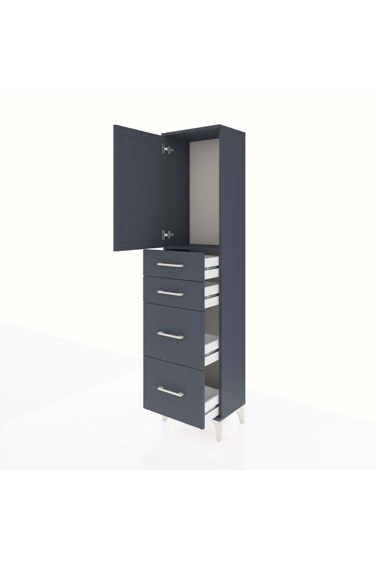 Arges Dolap Tek Raflı 4 Çekmeceli Tek Kapaklı 44x30x182 - S22M019V5A