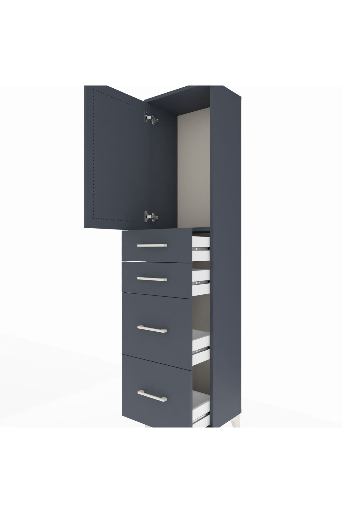 Arges Dolap Tek Raflı 4 Çekmeceli Tek Kapaklı 44x30x182 - S22M019V5A