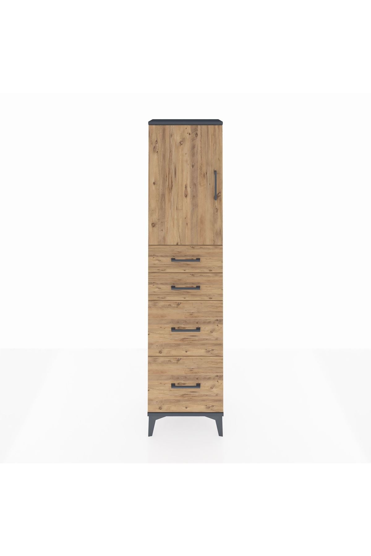 Arges Dolap Tek Raflı 4 Çekmeceli Tek Kapaklı 44x30x182 - S22M019V6A
