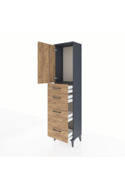 Arges Dolap Tek Raflı 4 Çekmeceli Tek Kapaklı 44x30x182 - S22M019V6A