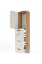 Arges Dolap Tek Raflı 4 Çekmeceli Tek Kapaklı 44x30x182 - S22M019V7A