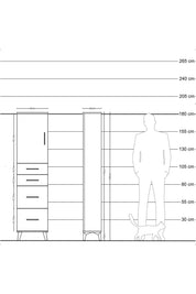 Arges Dolap Tek Raflı 4 Çekmeceli Tek Kapaklı 44x30x182 - S22M019V8A