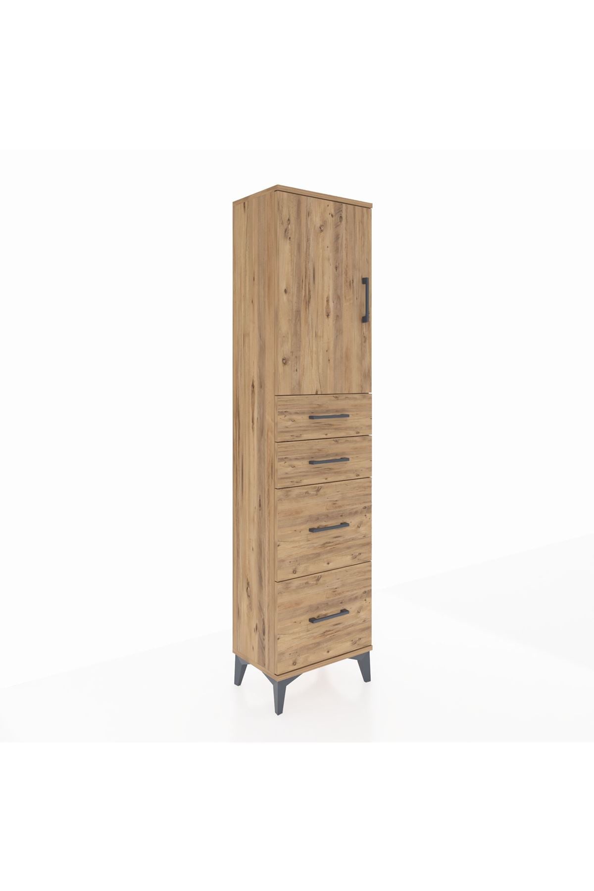 Arges Dolap Tek Raflı 4 Çekmeceli Tek Kapaklı 44x30x182 - S22M019V9A