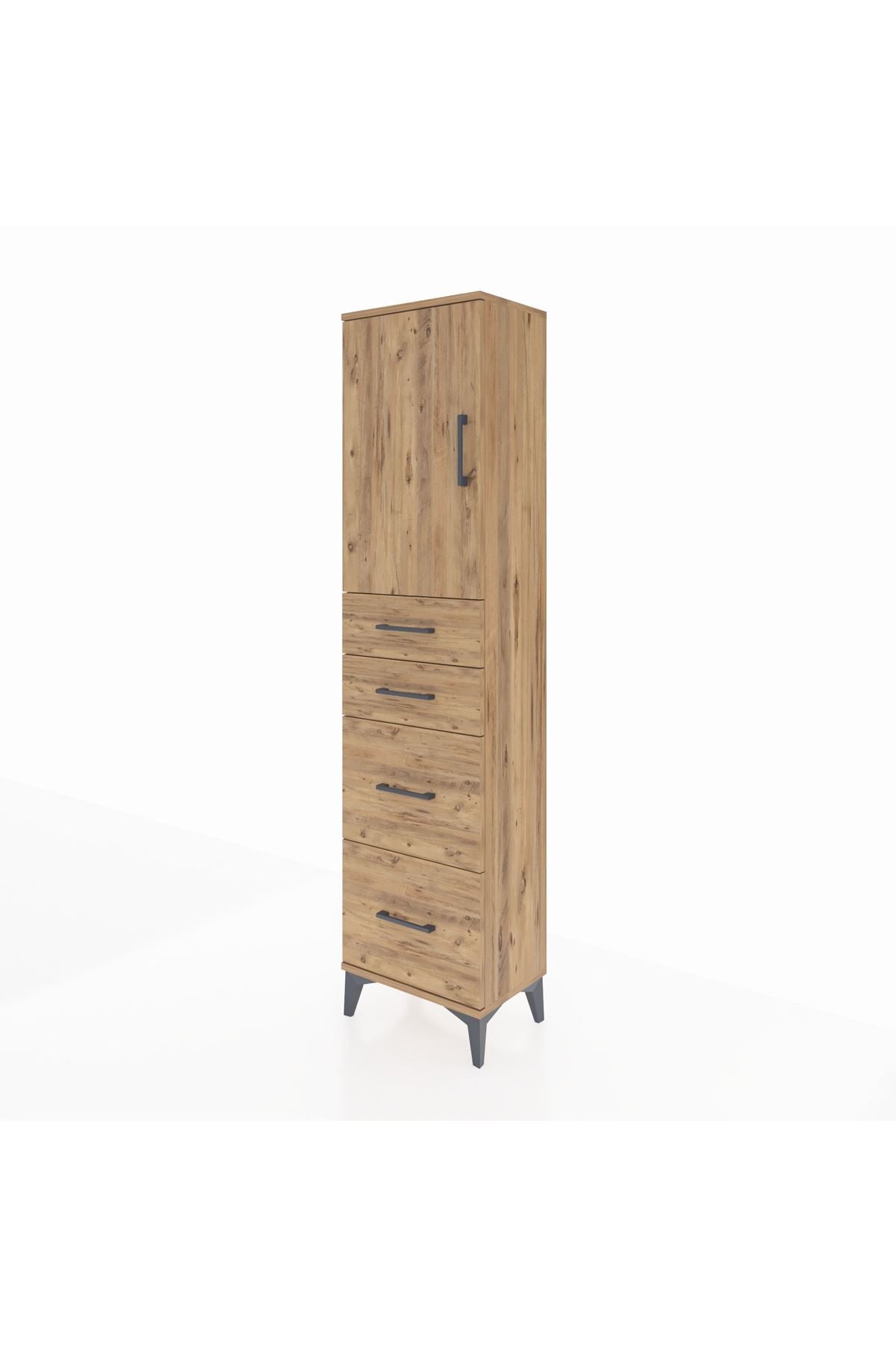 Arges Dolap Tek Raflı 4 Çekmeceli Tek Kapaklı 44x30x182 - S22M019V9A