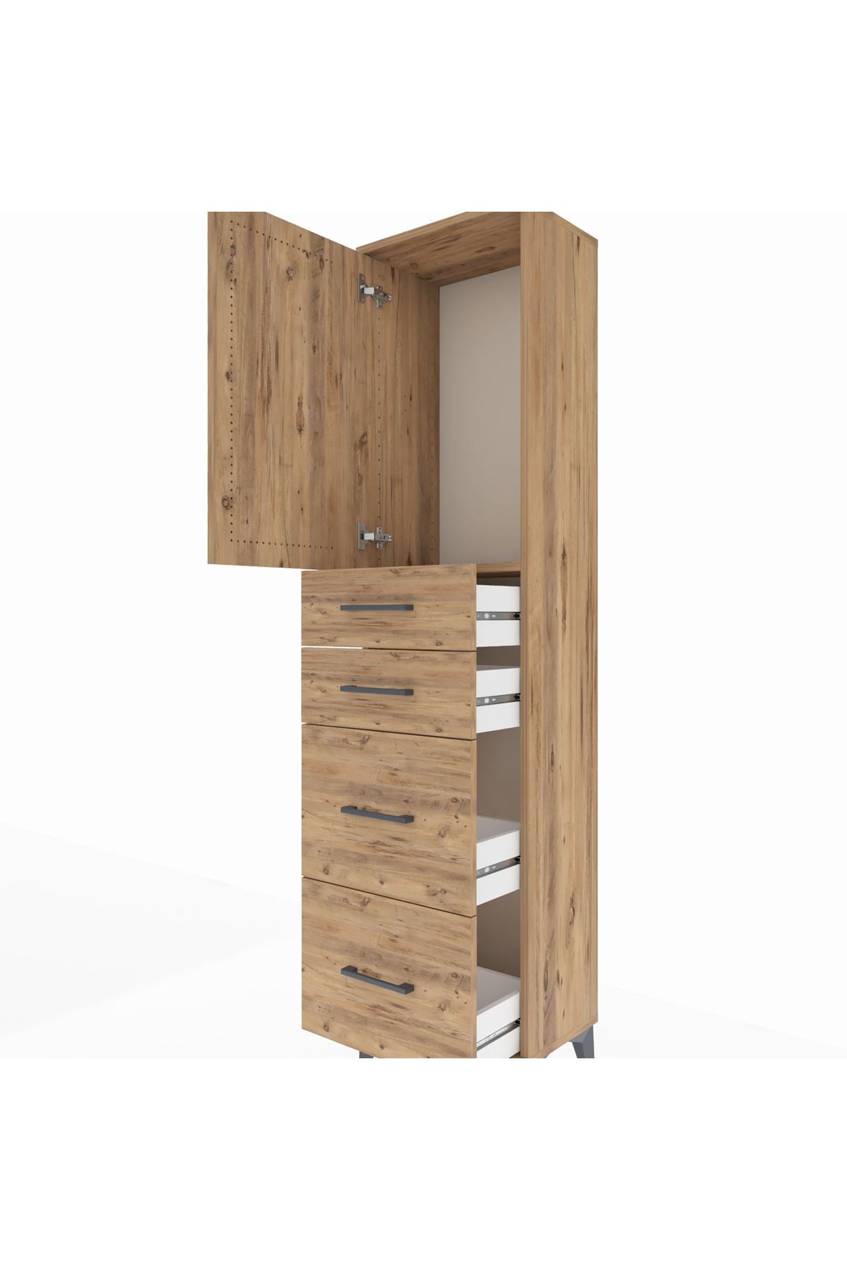 Arges Dolap Tek Raflı 4 Çekmeceli Tek Kapaklı 44x30x182 - S22M019V9A
