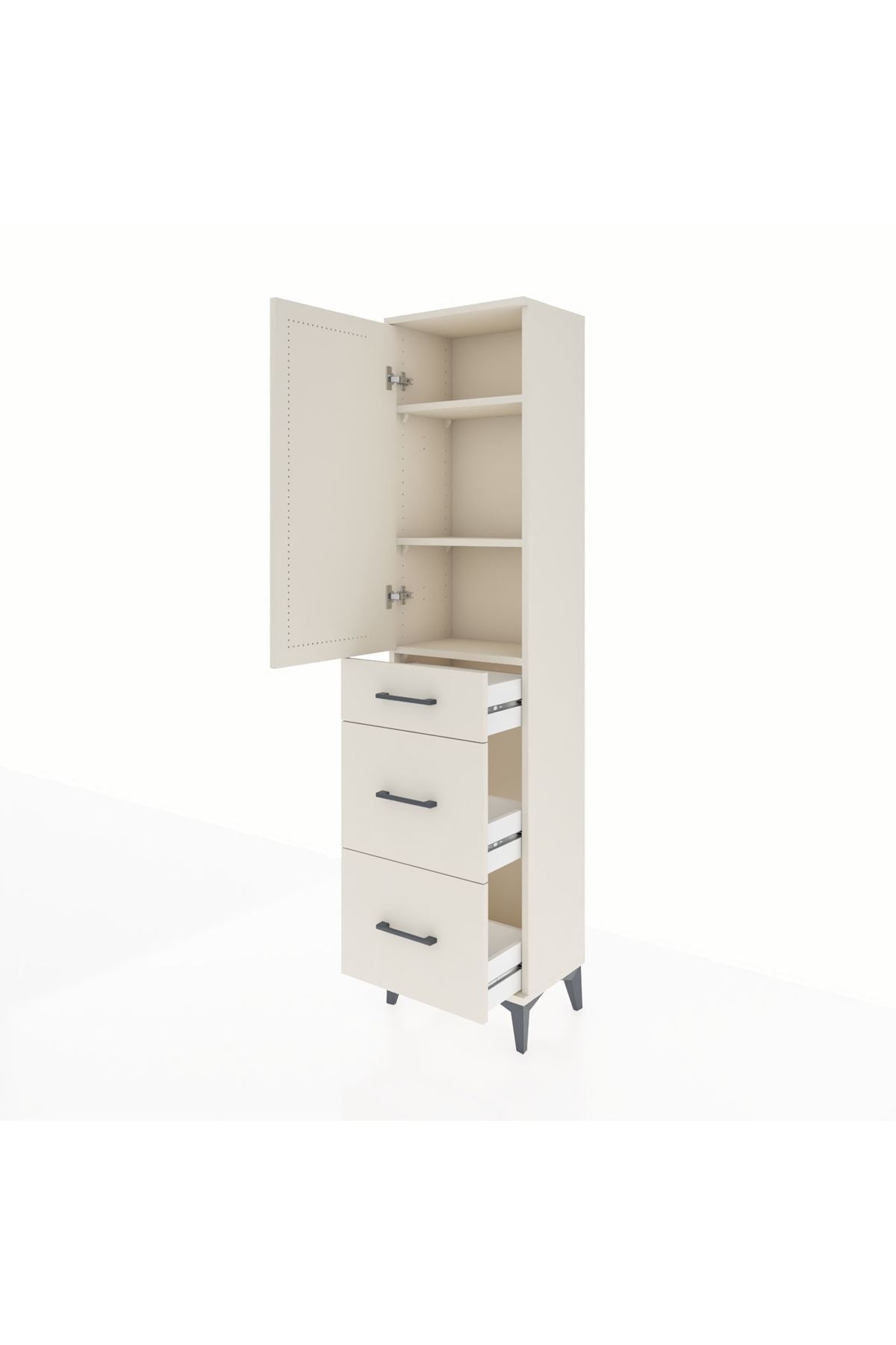 Arges Dolap 3 Raflı 3 Çekmeceli Tek Kapaklı 44x30x182 - S22M020V1A