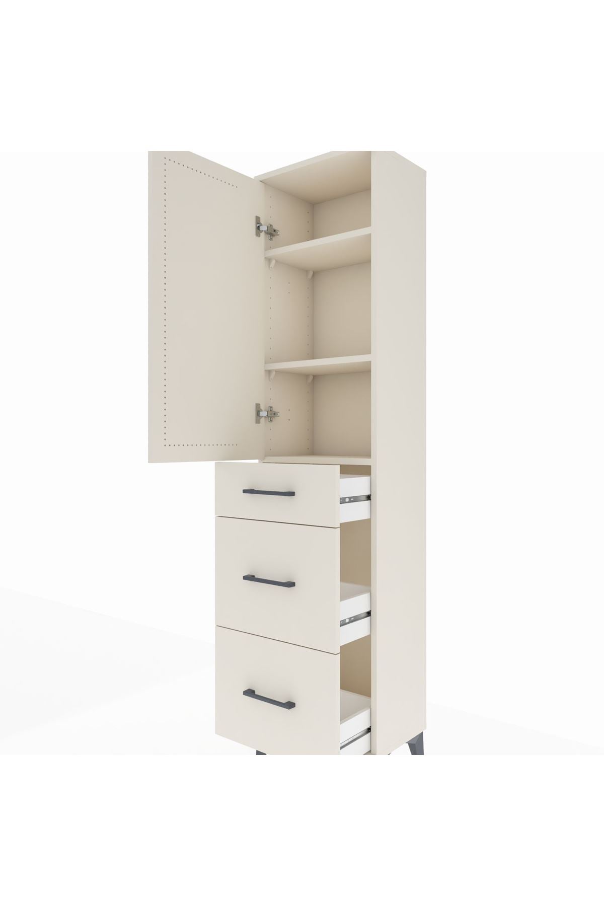 Arges Dolap 3 Raflı 3 Çekmeceli Tek Kapaklı 44x30x182 - S22M020V1A