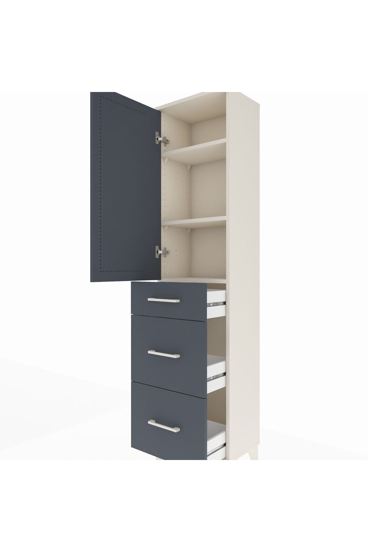 Arges Dolap 3 Raflı 3 Çekmeceli Tek Kapaklı 44x30x182 - S22M020V2A