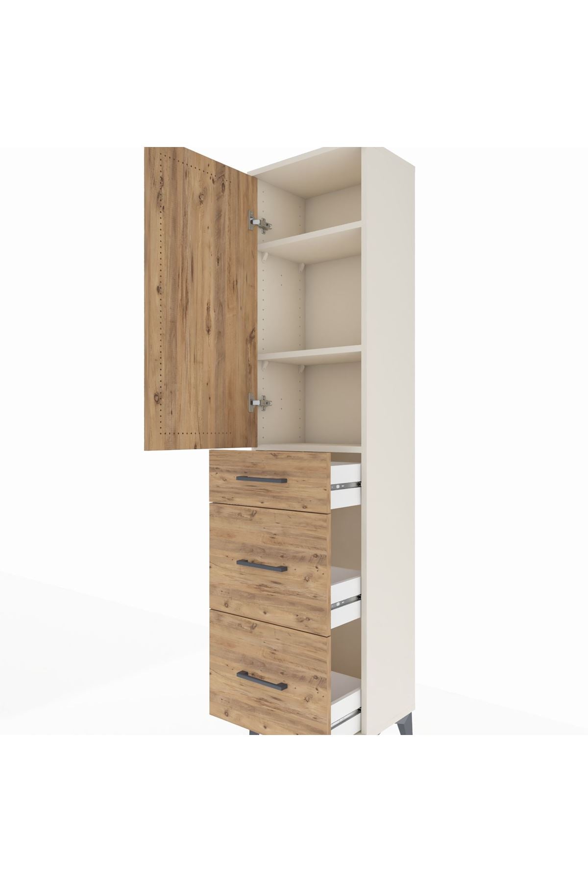 Arges Dolap 3 Raflı 3 Çekmeceli Tek Kapaklı 44x30x182 - S22M020V3A