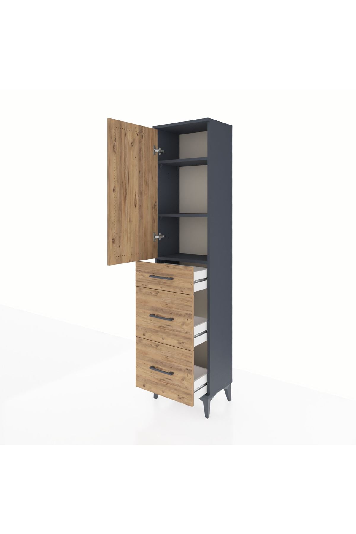 Arges Dolap 3 Raflı 3 Çekmeceli Tek Kapaklı 44x30x182 - S22M020V6A