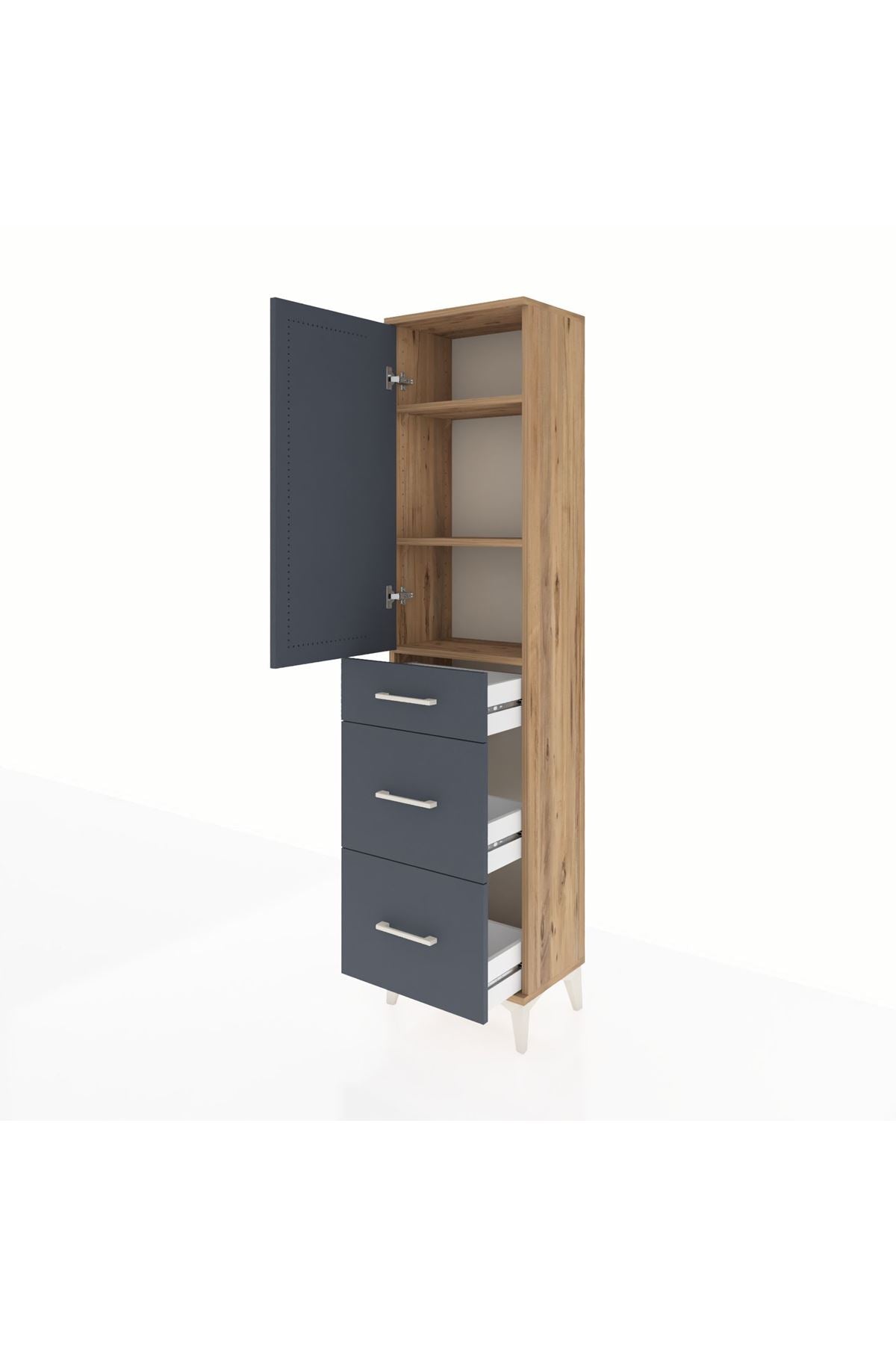 Arges Dolap 3 Raflı 3 Çekmeceli Tek Kapaklı 44x30x182 - S22M020V8A