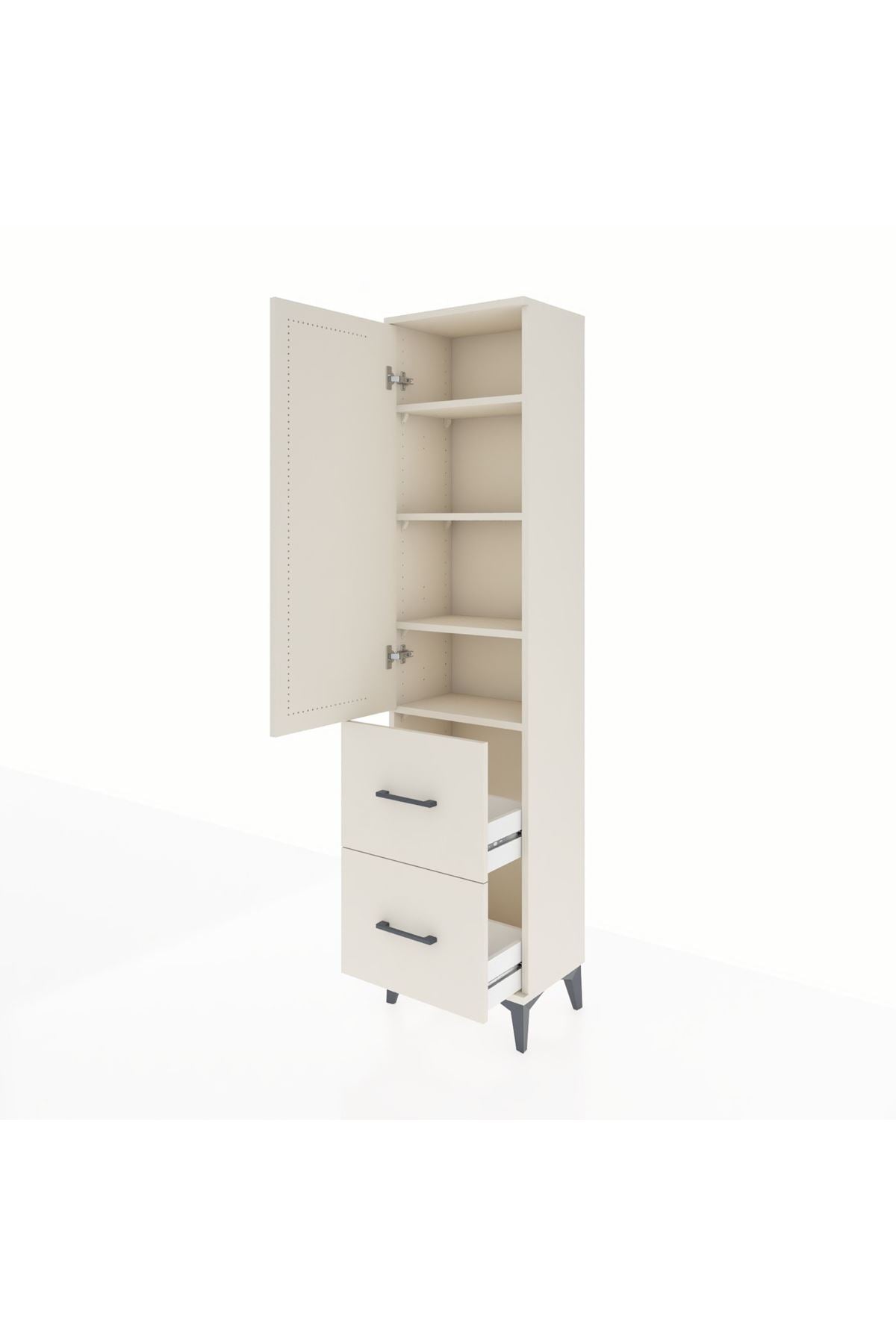 Arges Dolap 4 Raflı 2 Çekmeceli Tek Kapaklı 44x30x182 - S22M021V1A