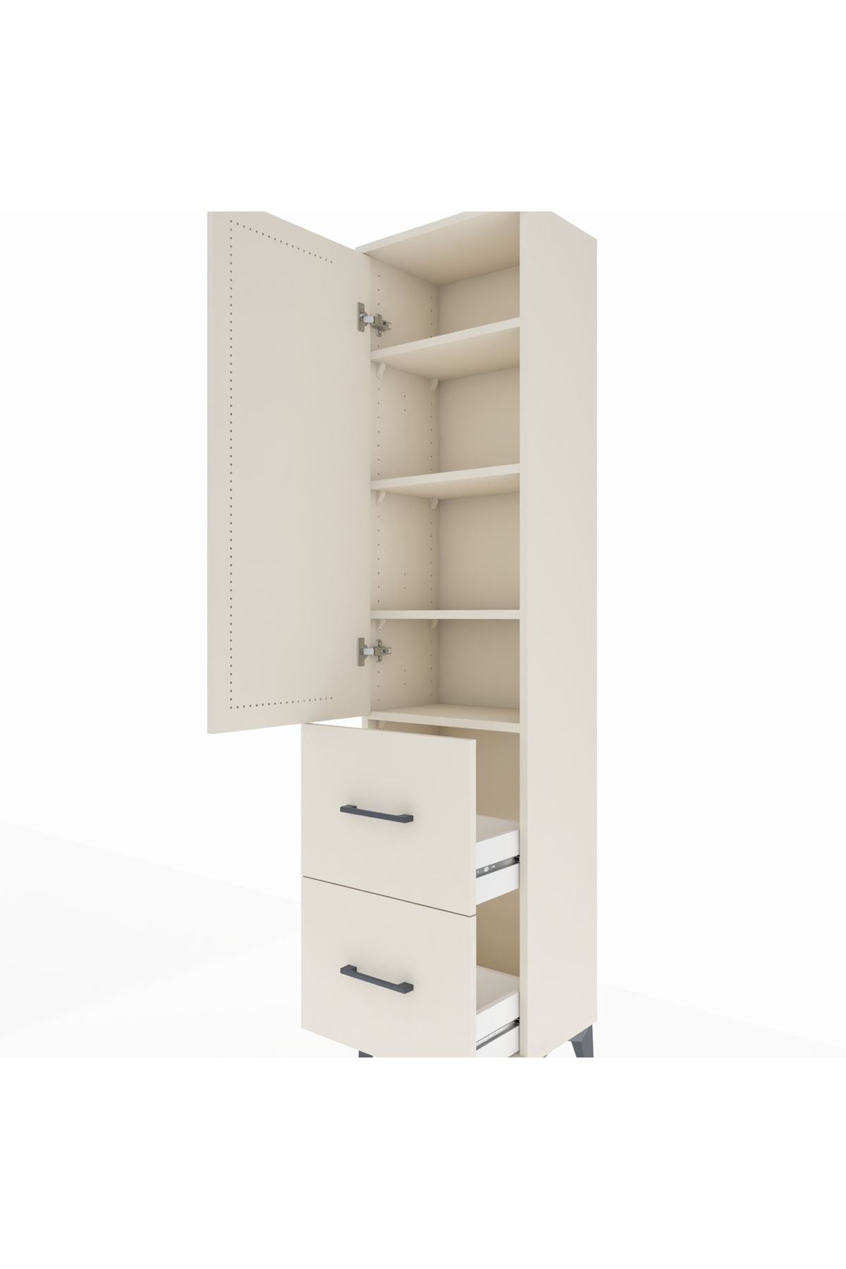 Arges Dolap 4 Raflı 2 Çekmeceli Tek Kapaklı 44x30x182 - S22M021V1A