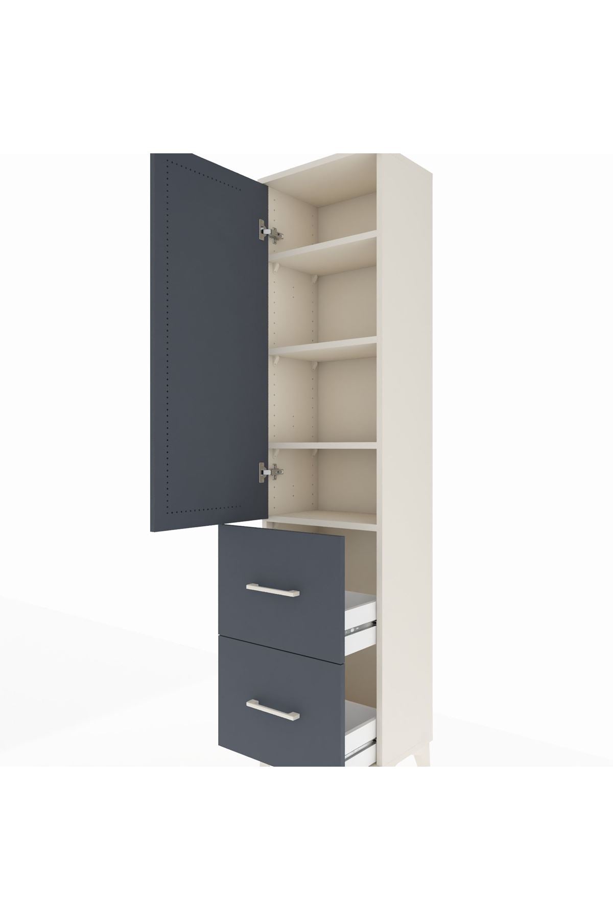 Arges Dolap 4 Raflı 2 Çekmeceli Tek Kapaklı 44x30x182 - S22M021V2A