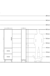 Arges Dolap 4 Raflı 2 Çekmeceli Tek Kapaklı 44x30x182 - S22M021V2A