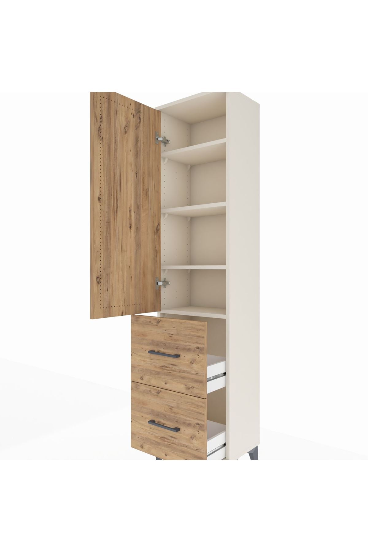 Arges Dolap 4 Raflı 2 Çekmeceli Tek Kapaklı 44x30x182 - S22M021V3A