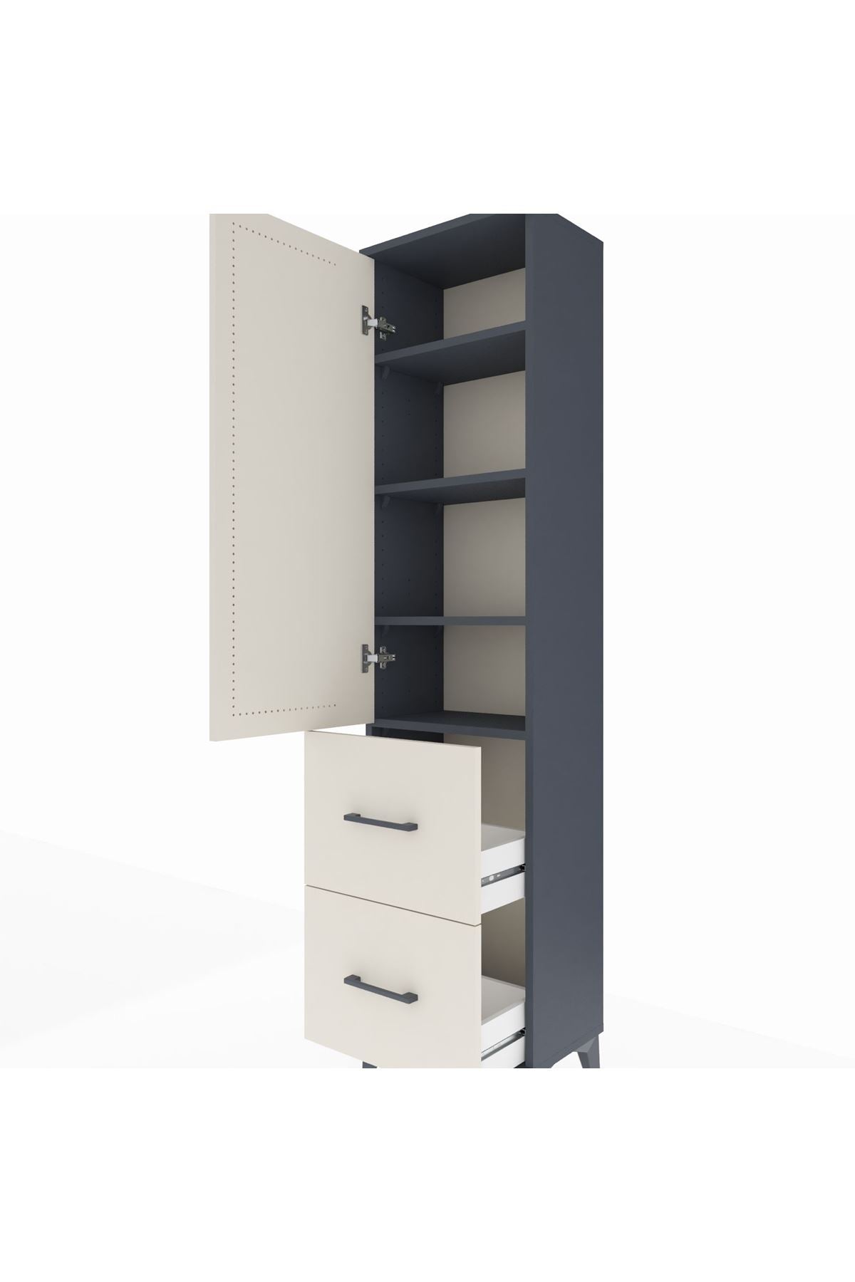 Arges Dolap 4 Raflı 2 Çekmeceli Tek Kapaklı 44x30x182 - S22M021V4A