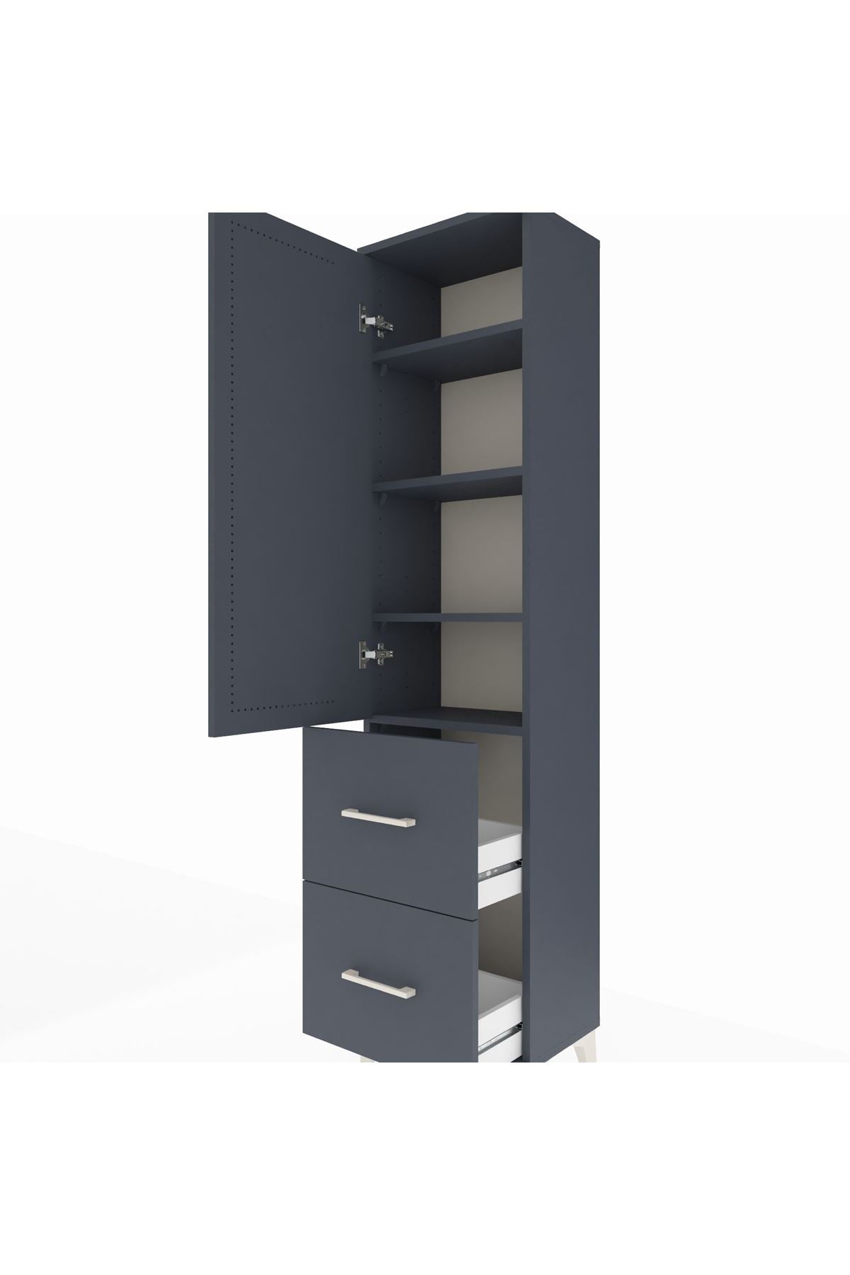 Arges Dolap 4 Raflı 2 Çekmeceli Tek Kapaklı 44x30x182 - S22M021V5A