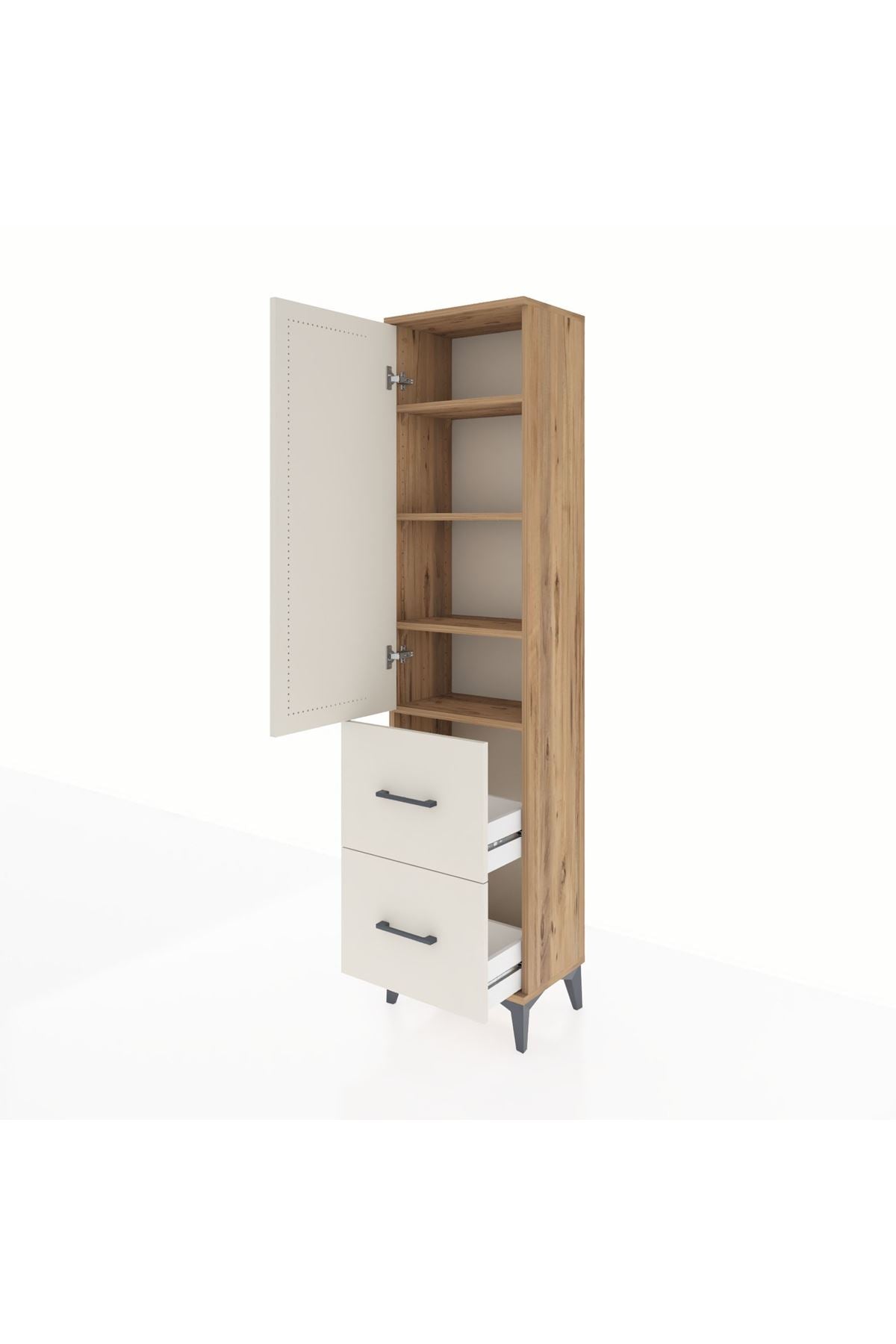 Arges Dolap 4 Raflı 2 Çekmeceli Tek Kapaklı 44x30x182 - S22M021V7A