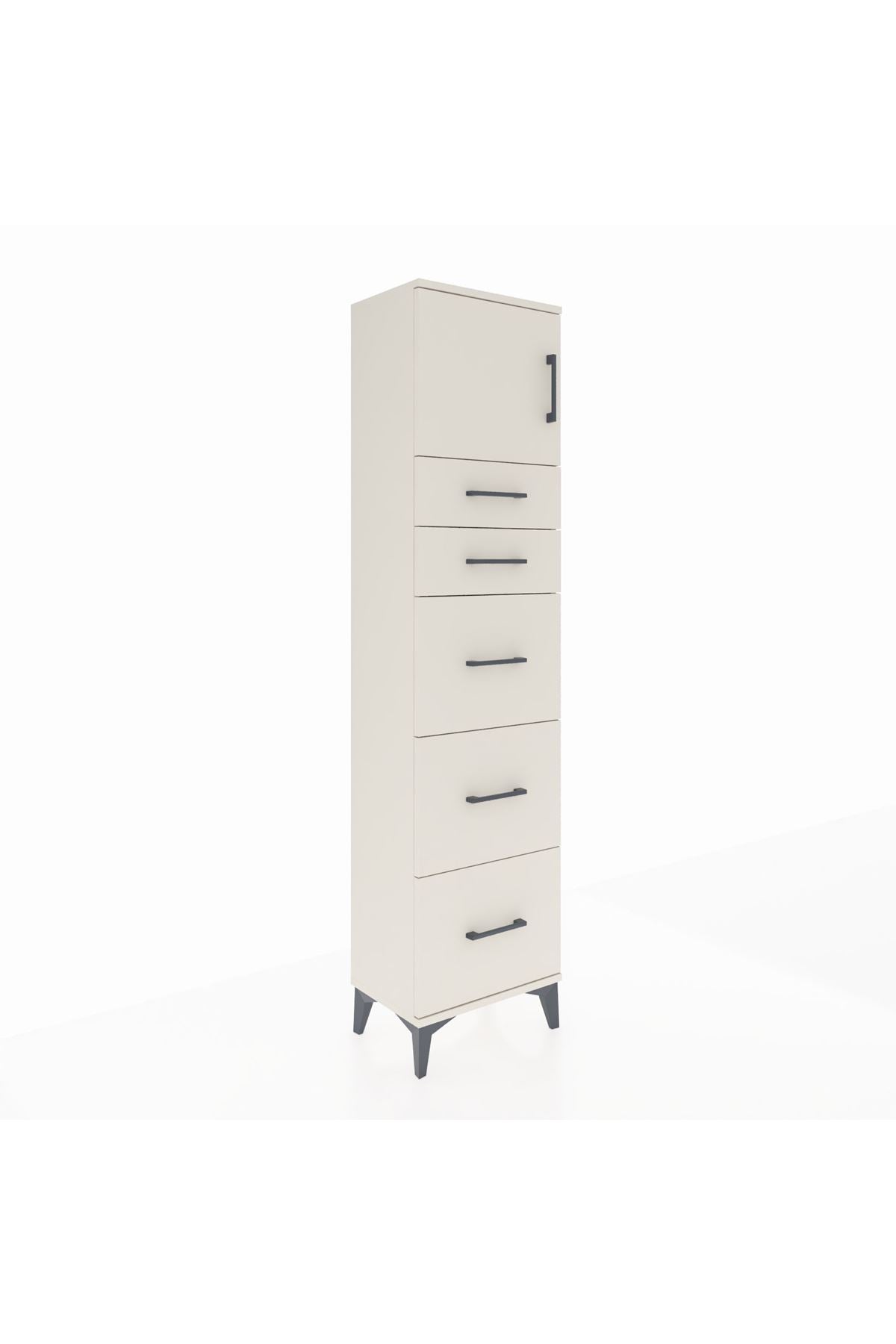 Arges Dolap Tek Raflı 5 Çekmeceli Tek Kapaklı 44x30x182 - S22M022V1A