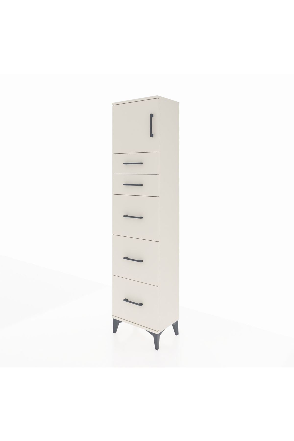 Arges Dolap Tek Raflı 5 Çekmeceli Tek Kapaklı 44x30x182 - S22M022V1A