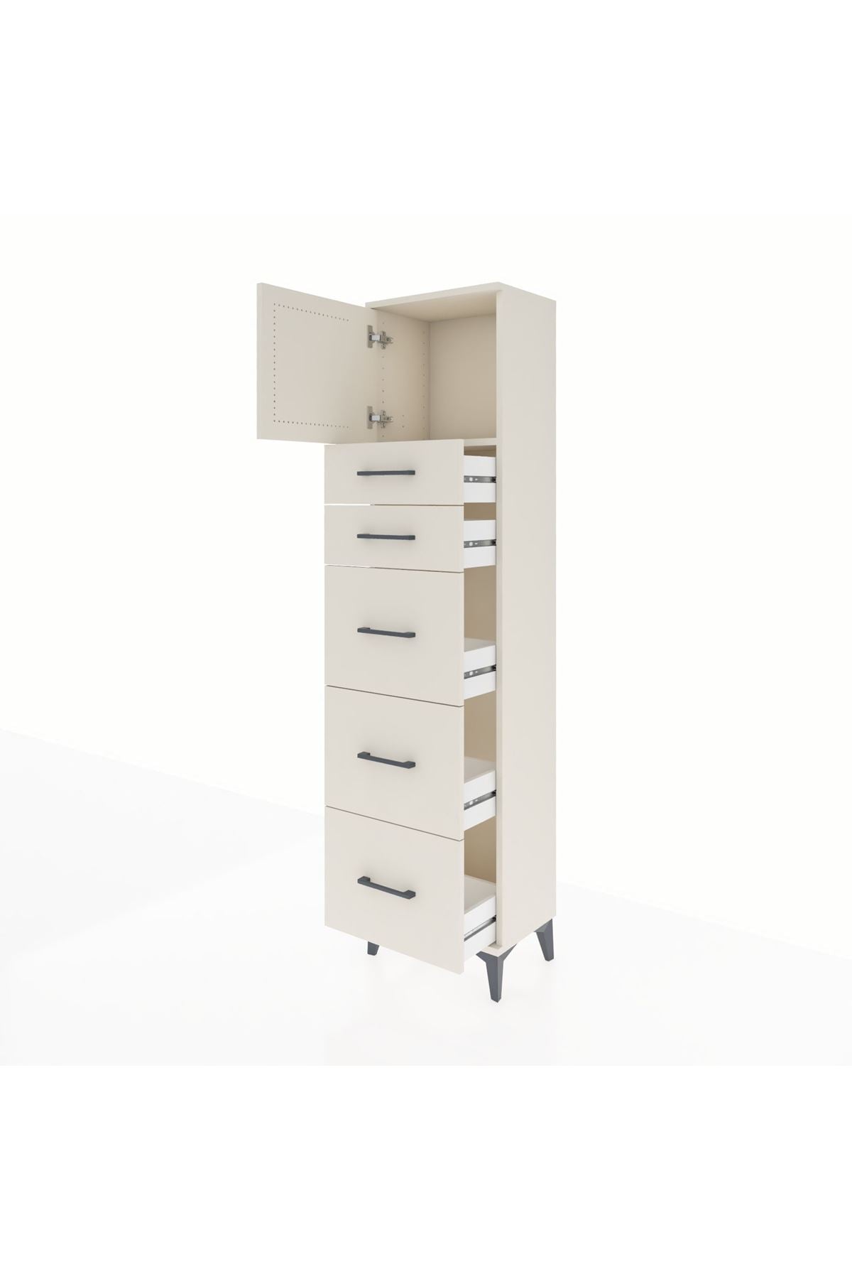 Arges Dolap Tek Raflı 5 Çekmeceli Tek Kapaklı 44x30x182 - S22M022V1A
