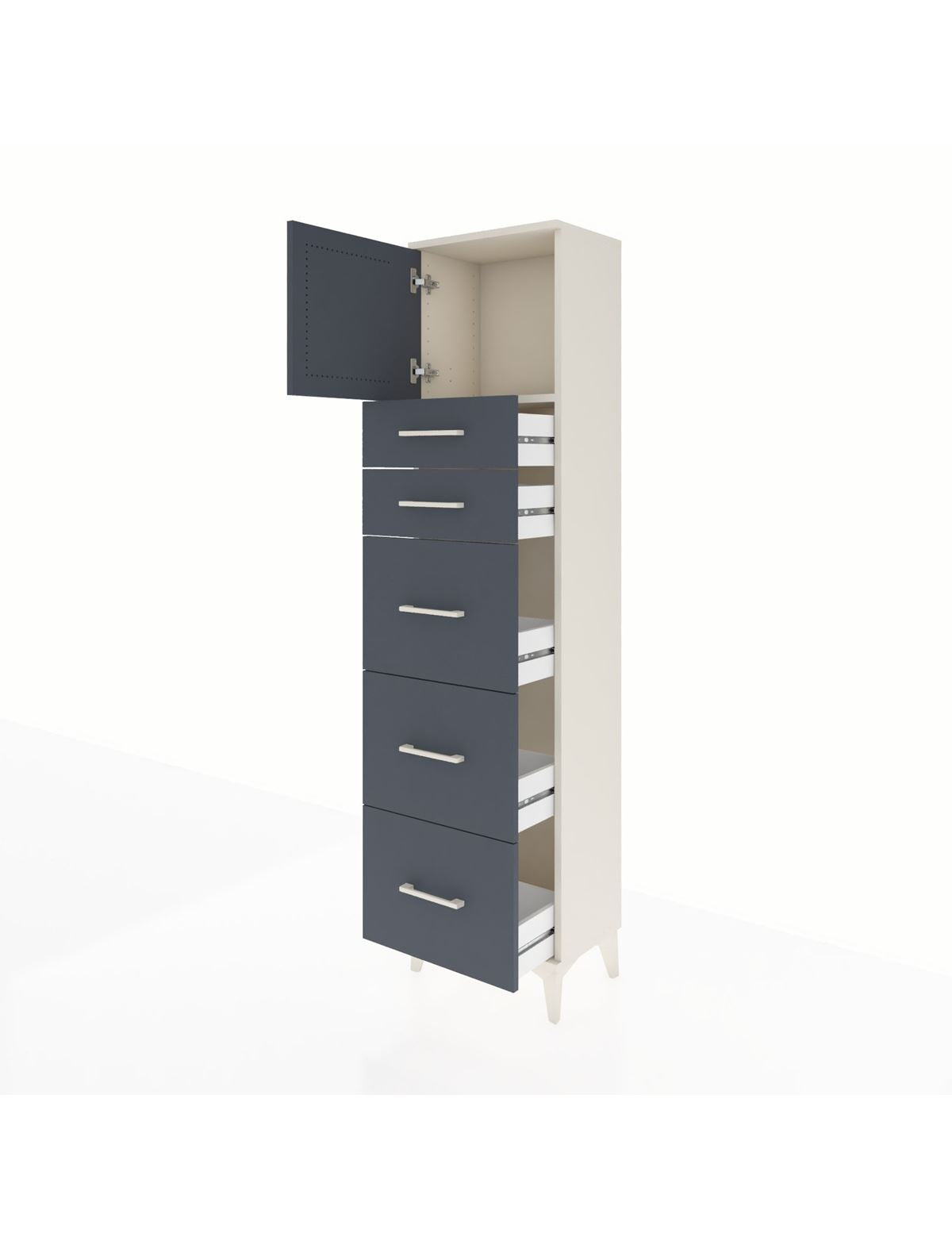 Arges Dolap Tek Raflı 5 Çekmeceli Tek Kapaklı 44x30x182 - S22M022V2A