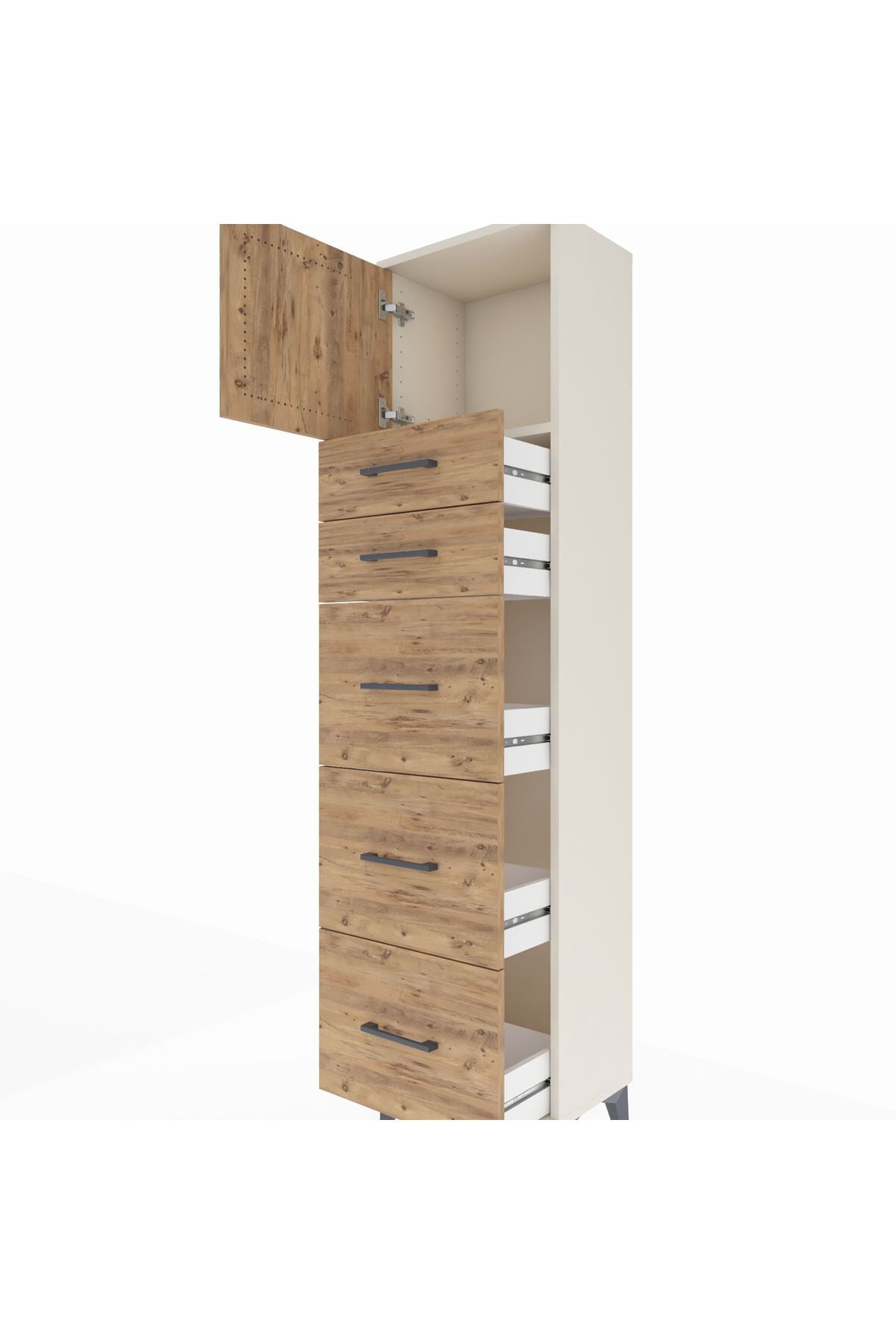 Arges Dolap Tek Raflı 5 Çekmeceli Tek Kapaklı 44x30x182 - S22M022V3A