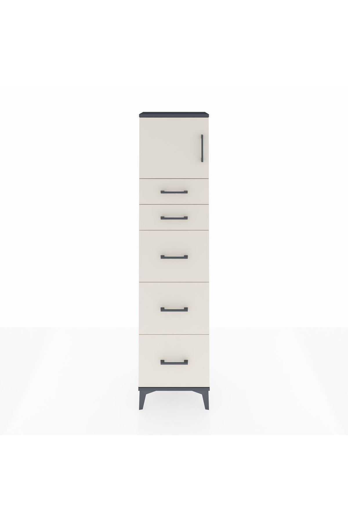Arges Dolap Tek Raflı 5 Çekmeceli Tek Kapaklı 44x30x182 - S22M022V4A