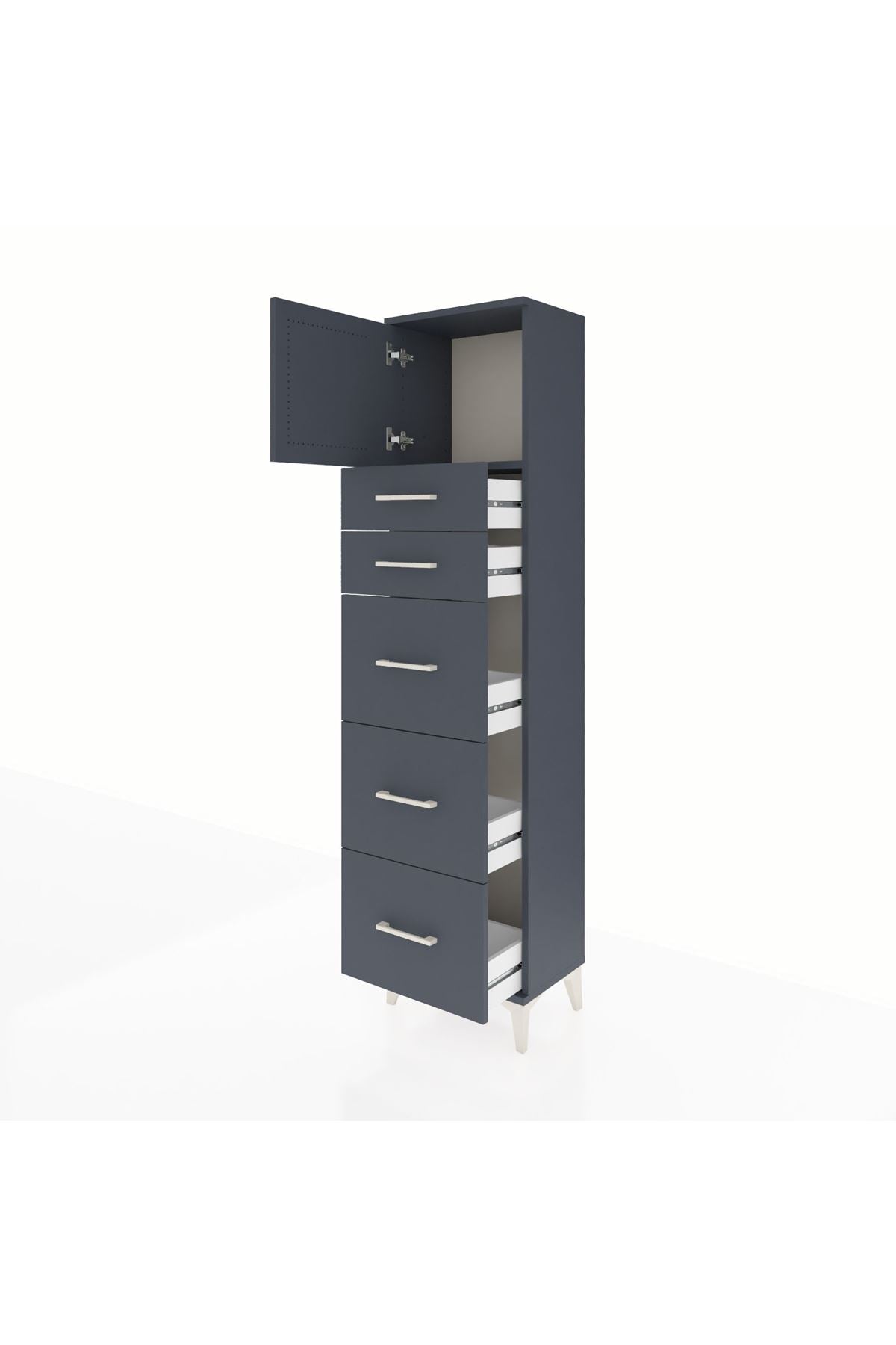 Arges Dolap Tek Raflı 5 Çekmeceli Tek Kapaklı 44x30x182 - S22M022V5A