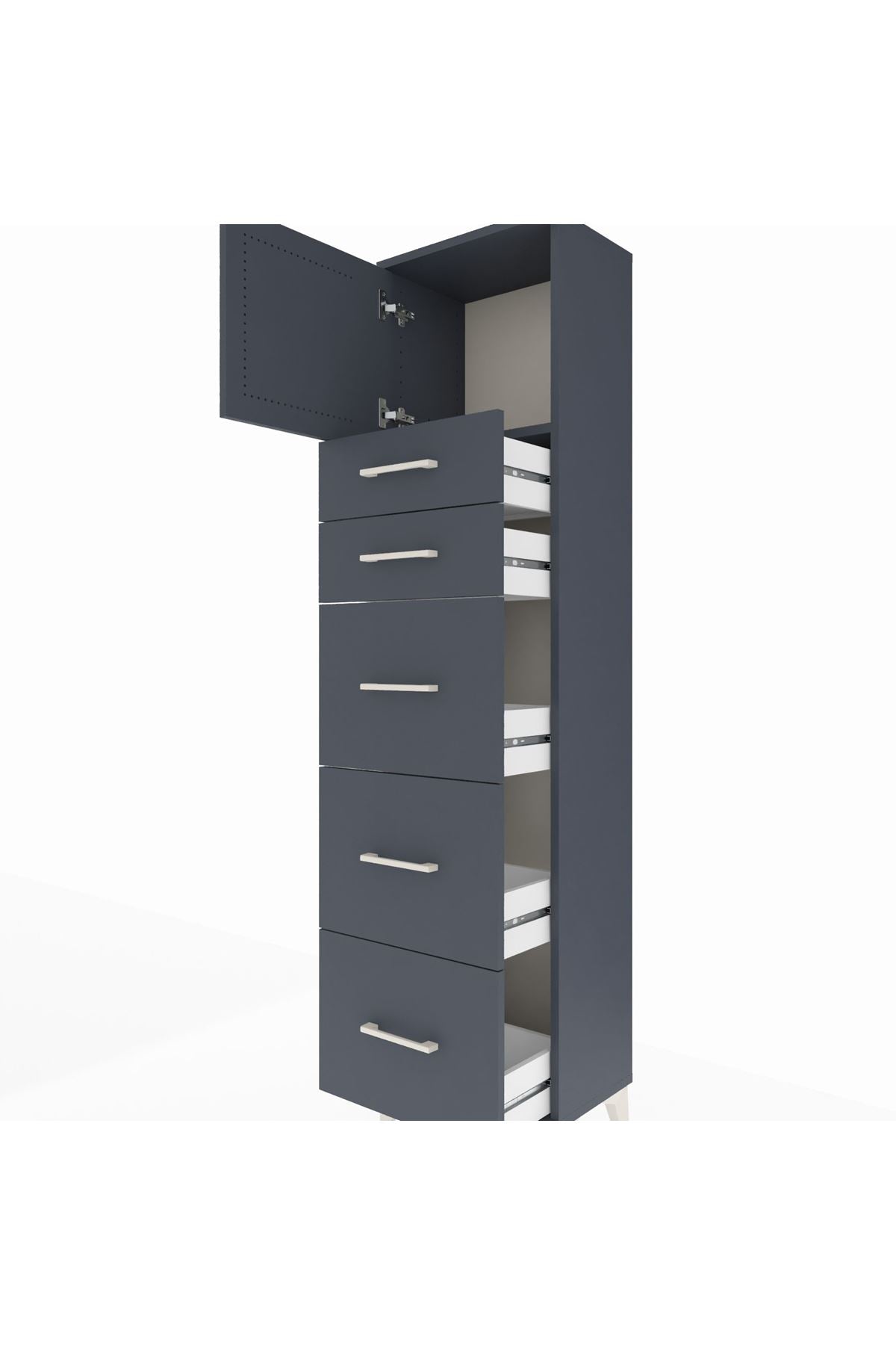 Arges Dolap Tek Raflı 5 Çekmeceli Tek Kapaklı 44x30x182 - S22M022V5A