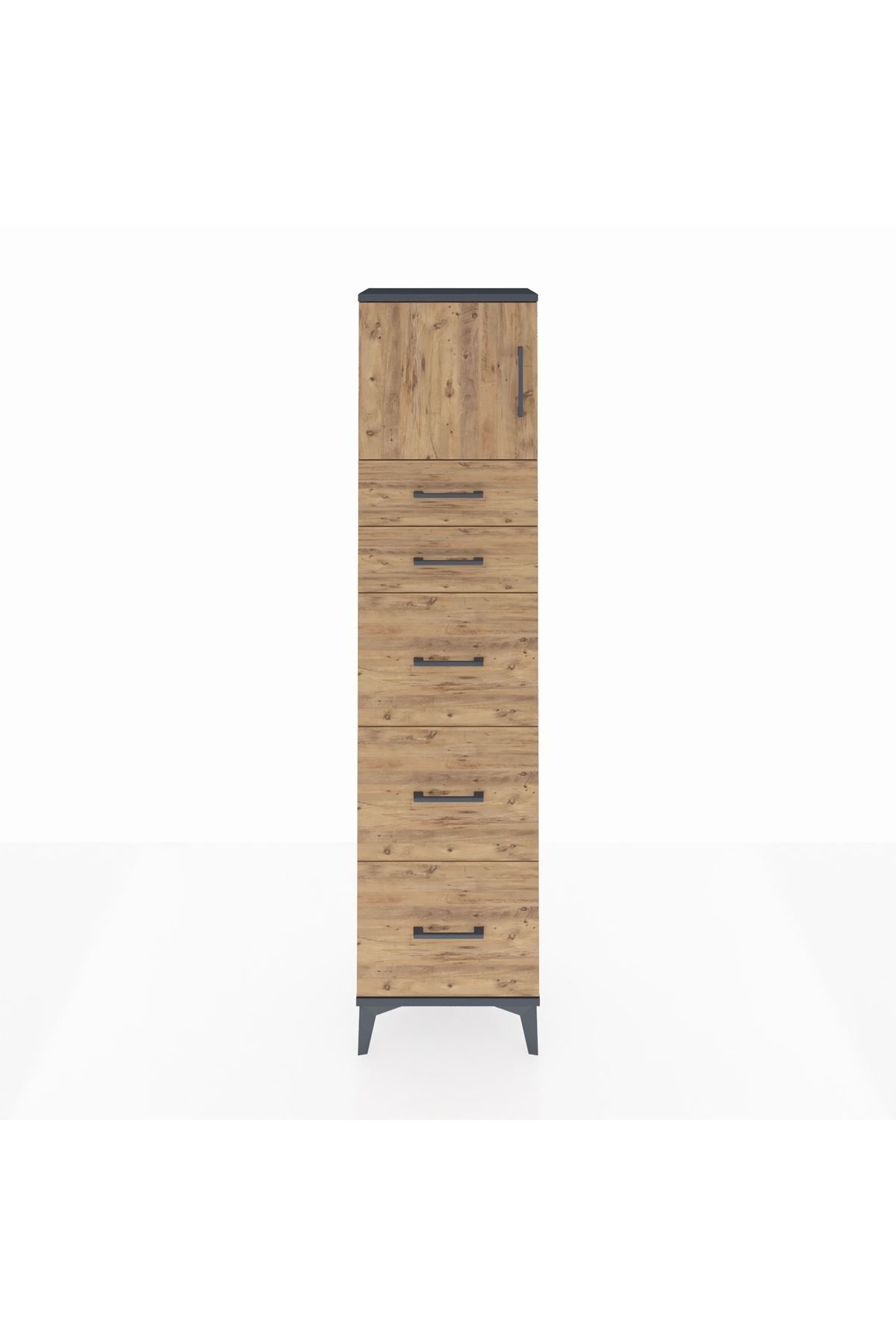 Arges Dolap Tek Raflı 5 Çekmeceli Tek Kapaklı 44x30x182 - S22M022V6A