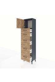 Arges Dolap Tek Raflı 5 Çekmeceli Tek Kapaklı 44x30x182 - S22M022V6A