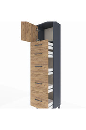 Arges Dolap Tek Raflı 5 Çekmeceli Tek Kapaklı 44x30x182 - S22M022V6A