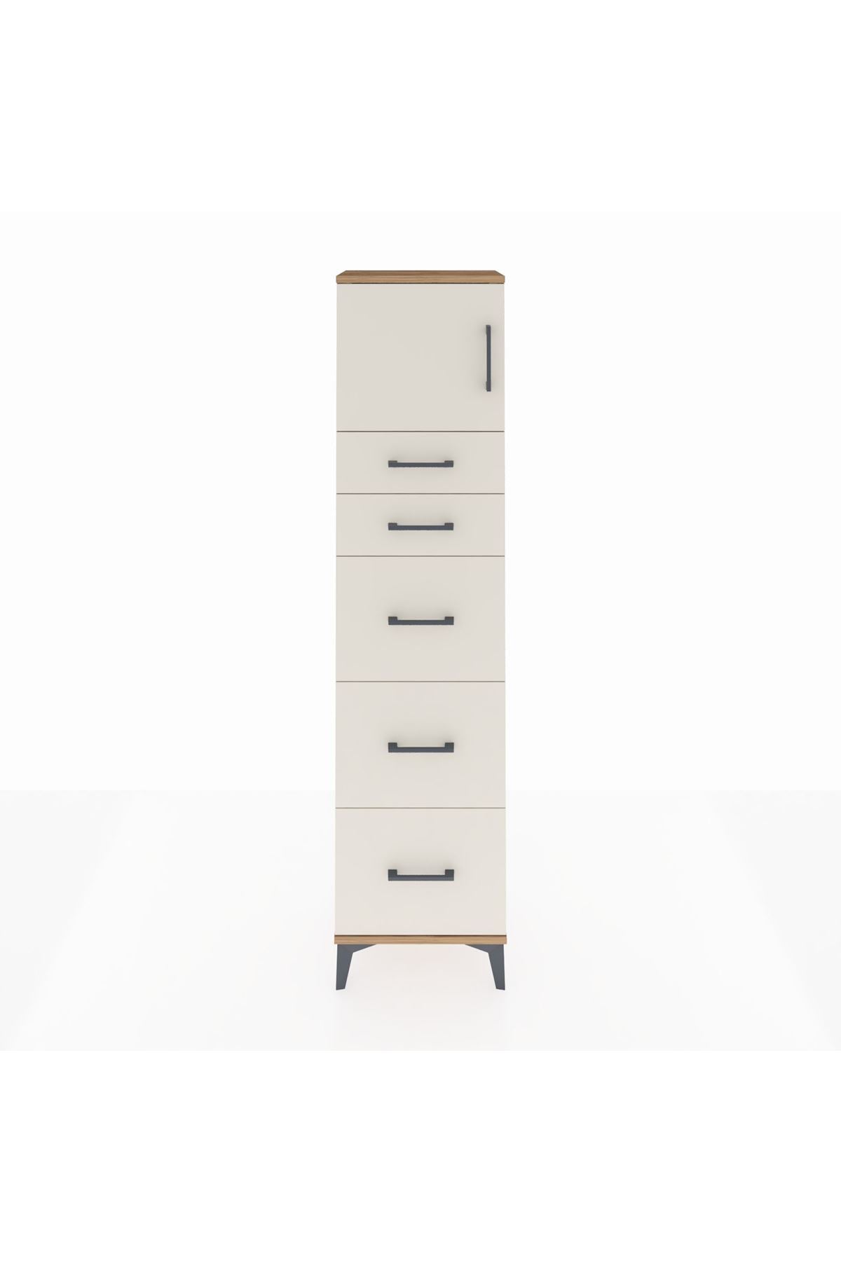 Arges Dolap Tek Raflı 5 Çekmeceli Tek Kapaklı 44x30x182 - S22M022V7A