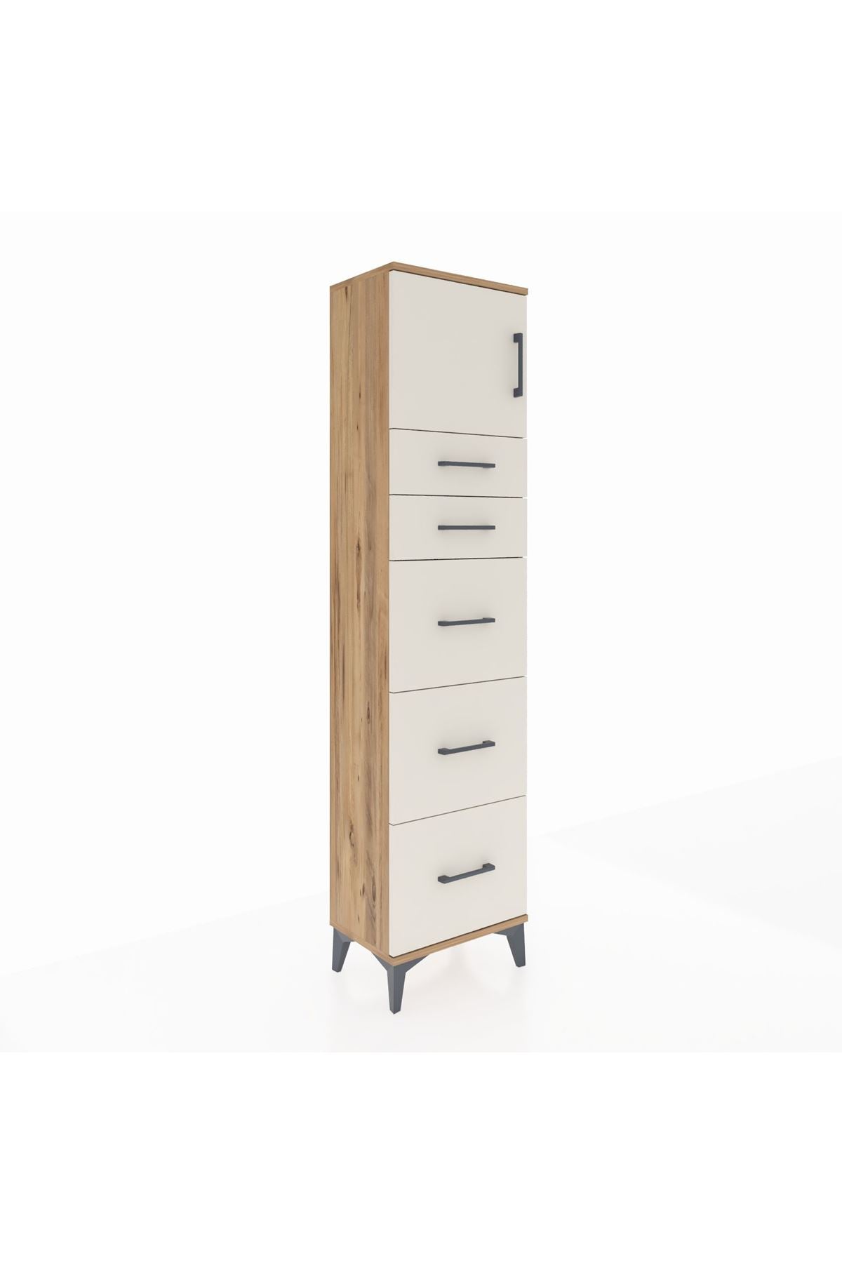 Arges Dolap Tek Raflı 5 Çekmeceli Tek Kapaklı 44x30x182 - S22M022V7A