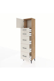 Arges Dolap Tek Raflı 5 Çekmeceli Tek Kapaklı 44x30x182 - S22M022V7A