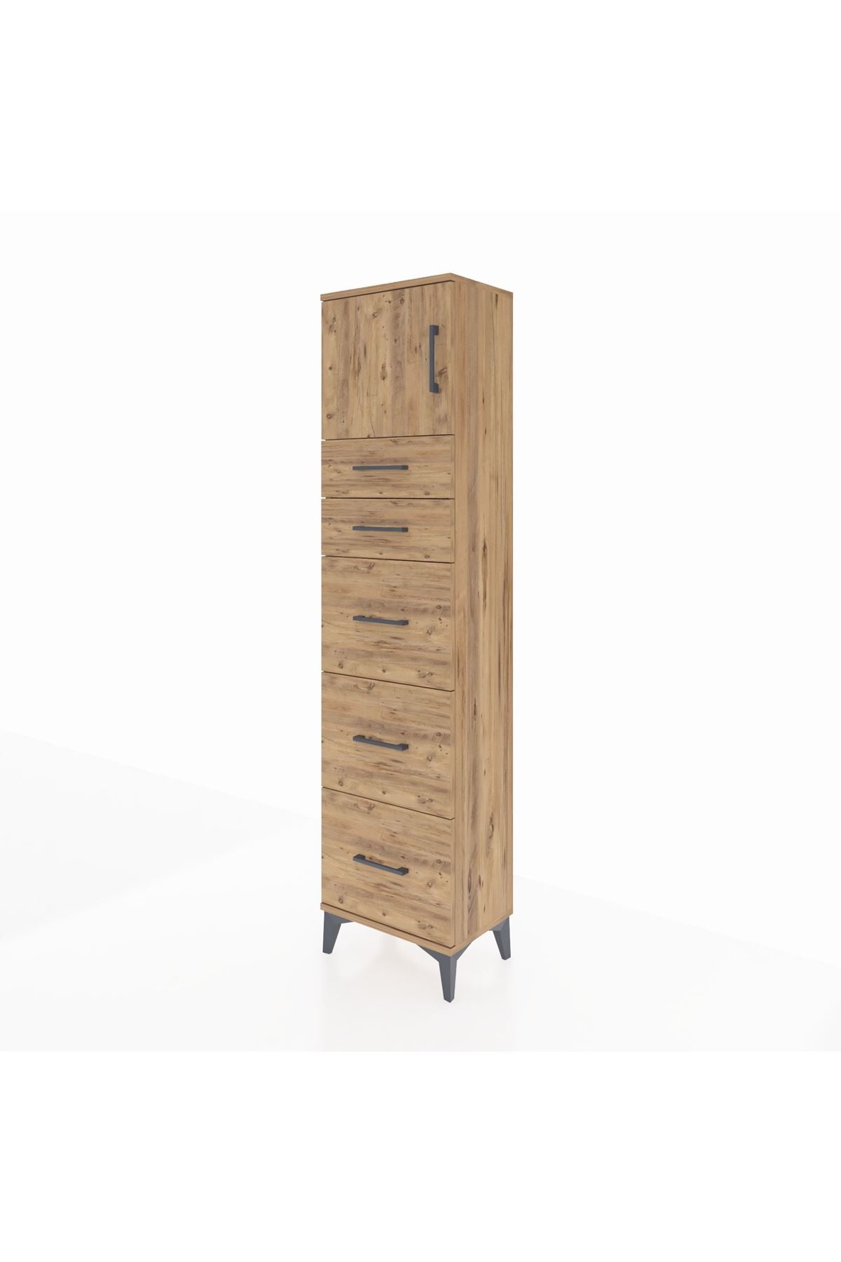 Arges Dolap Tek Raflı 5 Çekmeceli Tek Kapaklı 44x30x182 - S22M022V9A