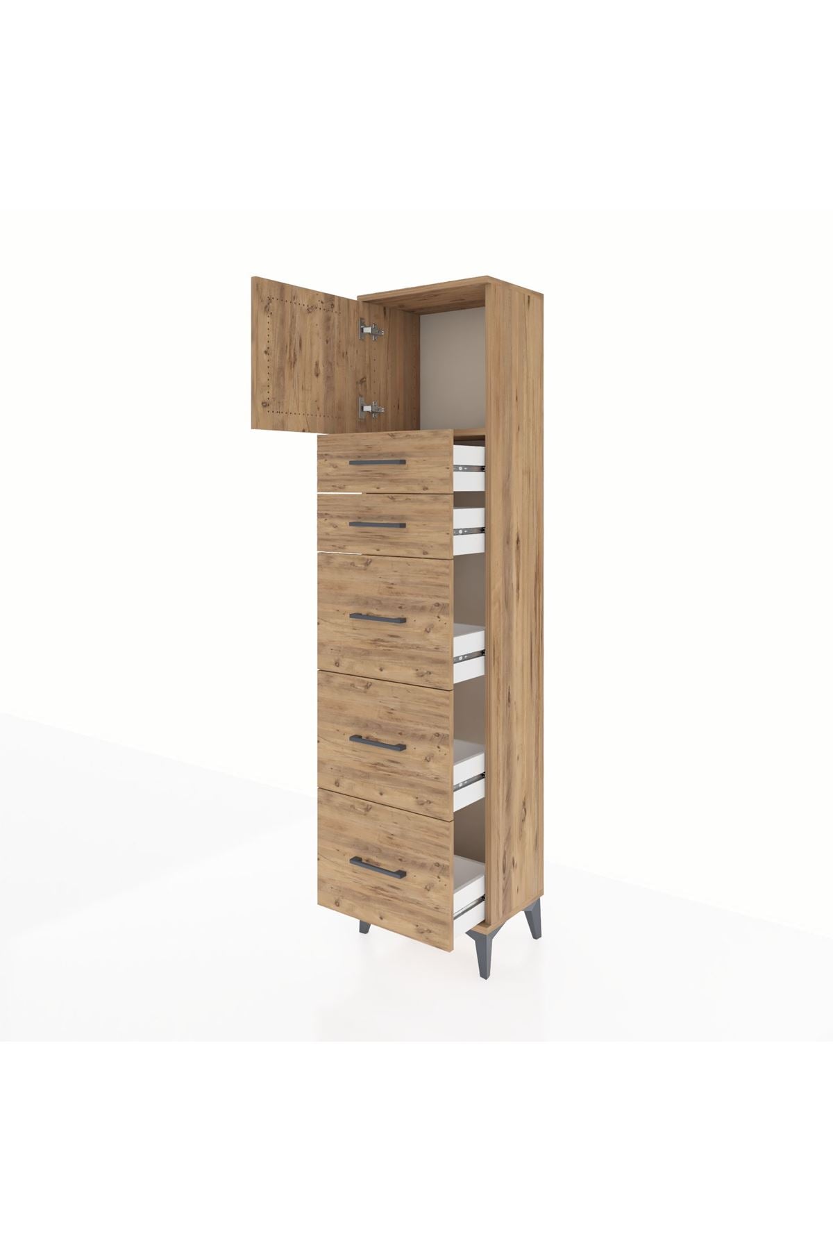 Arges Dolap Tek Raflı 5 Çekmeceli Tek Kapaklı 44x30x182 - S22M022V9A