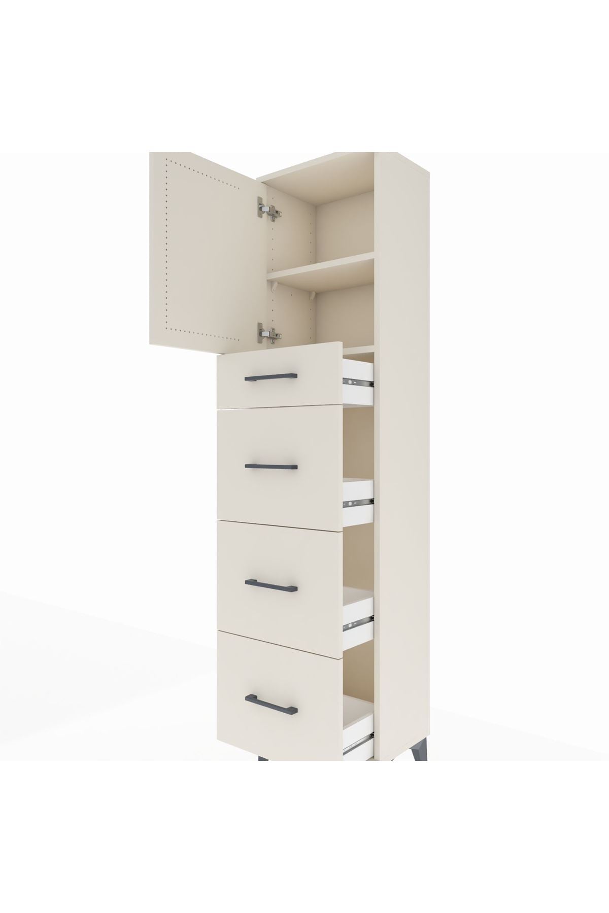 Arges Dolap 2 Raflı 4 Çekmeceli Tek Kapaklı 44x30x182 - S22M023V1A