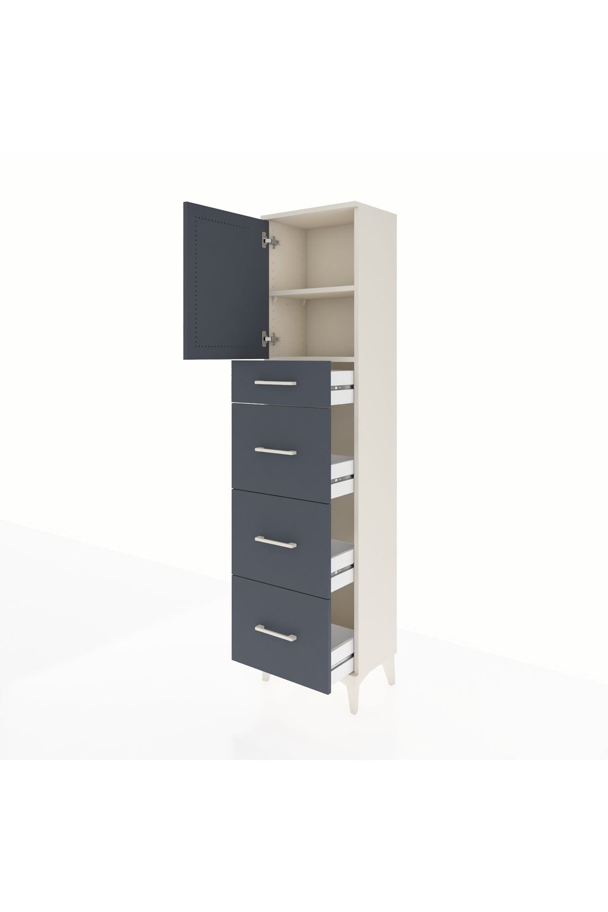Arges Dolap 2 Raflı 4 Çekmeceli Tek Kapaklı 44x30x182 - S22M023V2A